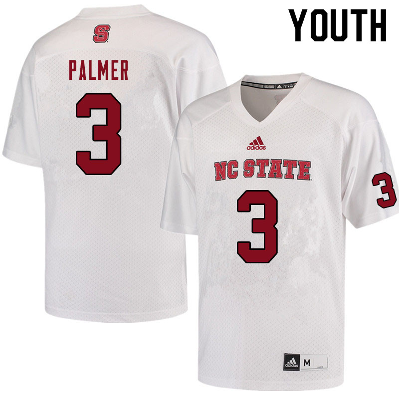 Youth #3 Taiyon Palmer NC State Wolfpack College Football Jerseys Sale-White